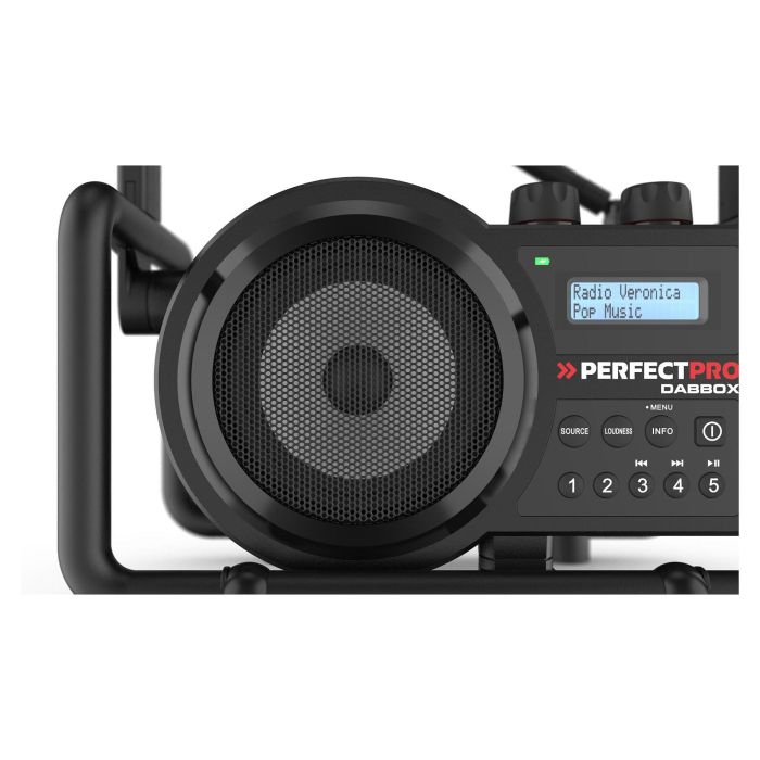 Perfectpro DABBOX Radio Portátil Baustellenradio Digital DAB+/FM 7W LCD Bluetooth Resistente IP54 Negro