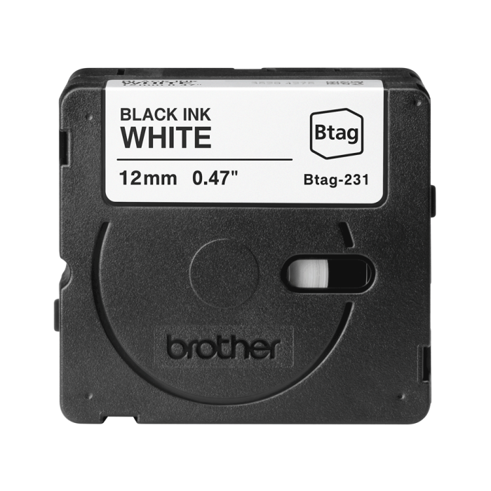 BROTHER Cinta domestica Btag 231 negro sobre blanco. Ancho: 12 mm. Longitud: 4 m 1