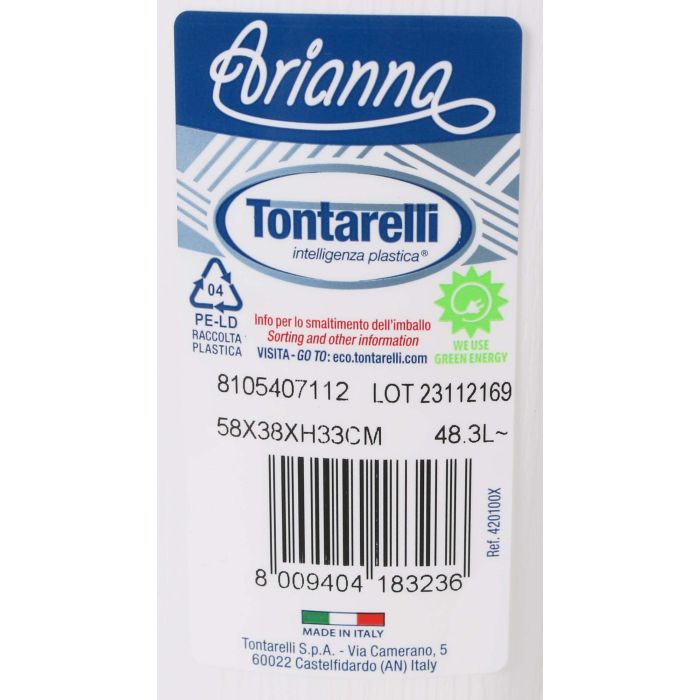 Tontarelli Cesta Ropa 48.3L Blanca C/Tapa "Arianna" 58x39x32 cm (6 Unidades)