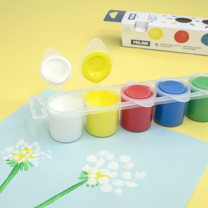 Caja con 6 tarros de pintura para dedos 25 ml milan 1 Caja con 6 tarros de pintura para dedos 25 ml milan 1