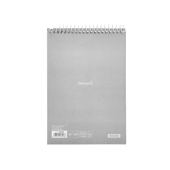 Liderpapel witty Cuaderno espiral bolsillo octavo apaisado tapa dura 80h 75gr cuadro 4 mm colores surtidos 3