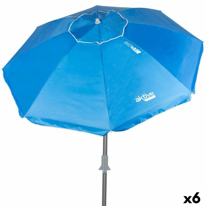 Sombrilla Aktive Azul 220 x 225 x 220 cm (6 Unidades) 0 Sombrilla Aktive Azul 220 x 225 x 220 cm (6 Unidades) 0