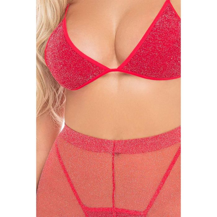 Conjunto de Lencería Pink Lipstick Rojo (Talla única) 4