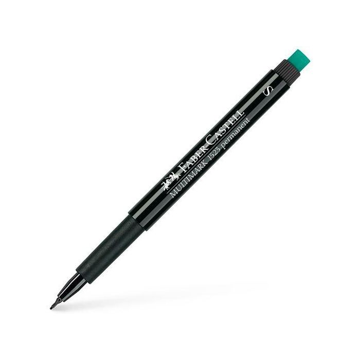 Faber Castell Rotulador Permanente Multifuncional Multimark S Negro para Metal, Vidrio, Madera, CD (10 Unidades) con Goma Integrada (10 Unidades)