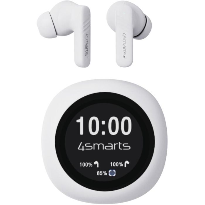 4smarts Auriculares TWS Bluetooth SkyBuds Screen Pro ANC, blancos