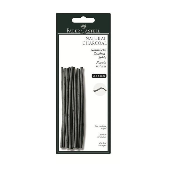 FABER-CASTELL Zeichenkohle naturlich Pitt 3-6mm BK