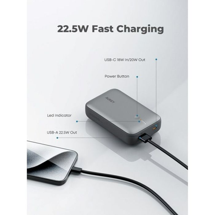 Powerbank Aukey PB-Y57 Gris 20000 mAh 3 Powerbank Aukey PB-Y57 Gris 20000 mAh 3