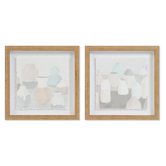 DKD Home Decor Cuadro Scandi de Cristal y Ps Multicolor, Juego de 8 Unidades Surtidas Aleatoriamente, 3 x 30 x 30 cm