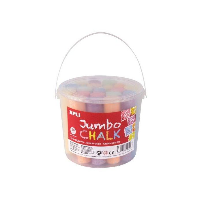 Apli Tizas Antipolvo Colores Surtidos - Bote de 20 Unidades para Pizarras y Pavimentos