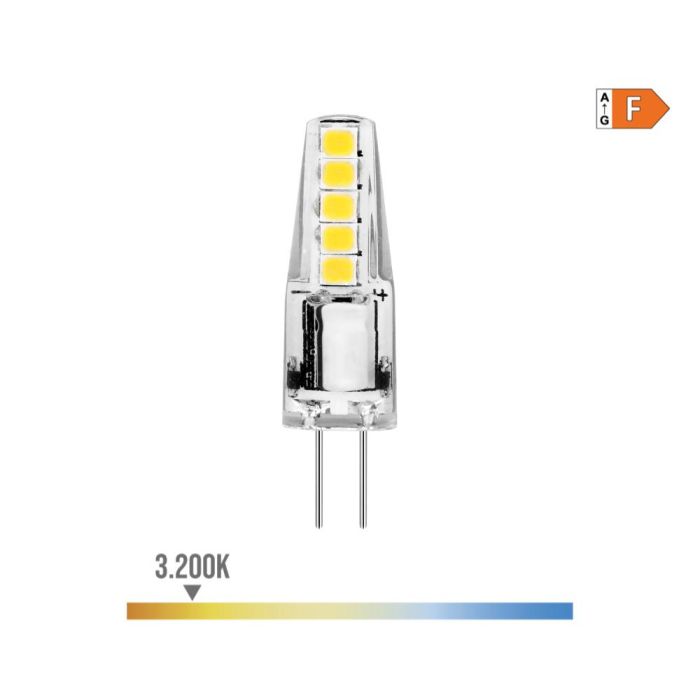 Bombilla bi-pin silicona led g4 12v 2w 180lm 3200k luz calida ø10x37mm edm