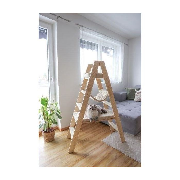 Rascador para gatos 134 cm - ESCALERA - KERBL - Madera maciza - 3 opciones de descanso 4 Rascador para gatos 134 cm - ESCALERA - KERBL - Madera maciza - 3 opciones de descanso 4
