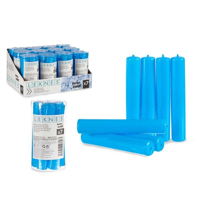 Set 7 Acumuladores Frío Cilindro Azul Leknes 6.5x12x6.5 cm, 150 ml (24 Unidades) Set 7 Acumuladores Frío Cilindro Azul Leknes 6.5x12x6.5 cm, 150 ml (24 Unidades)