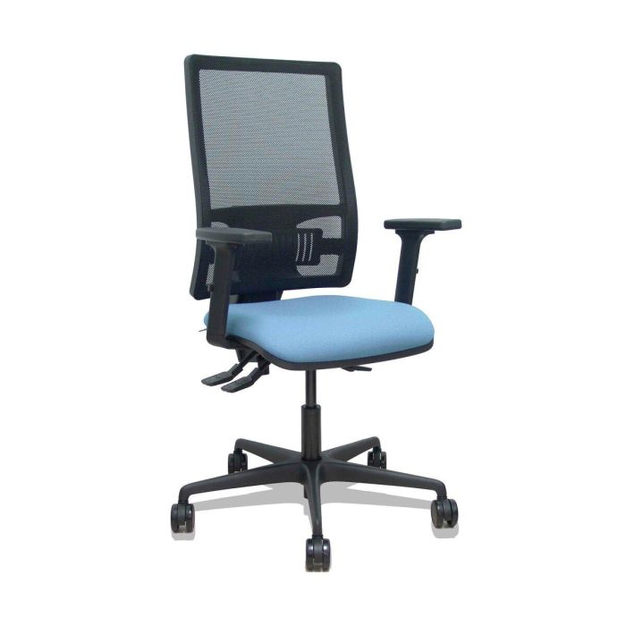 PIQUERAS Y CRESPO Silla Bormate asincro malla negra asiento bali azul cielo brazos 2D ruedas 65mm PIQUERAS Y CRESPO Silla Bormate asincro malla negra asiento bali azul cielo brazos 2D ruedas 65mm