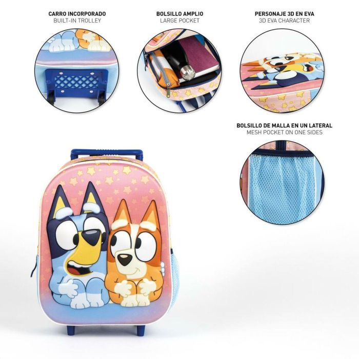 Cerdá Mochila Escolar Infantil Trolley 3D Bluey con Ruedas 25 x 31 x 10 cm para Niños +3 Años 6 Cerdá Mochila Escolar Infantil Trolley 3D Bluey con Ruedas 25 x 31 x 10 cm para Niños +3 Años 6