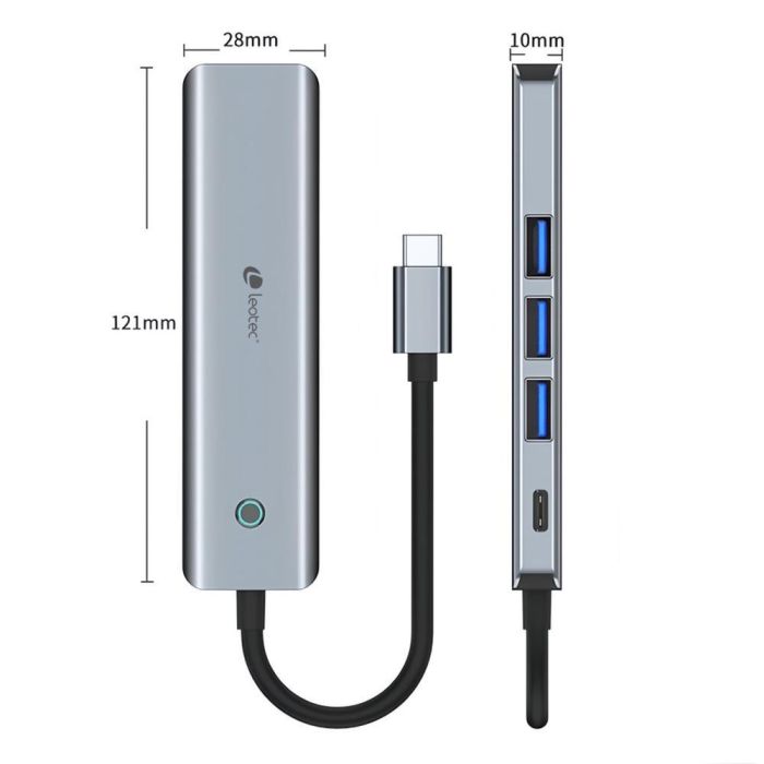 LEOTEC LEDS05 Docking Station USB-C 5 en 1 Base Portátil con Replicador de Puertos HDMI 4K, 3x USB 3.0, Carga PD 100W, Aluminio Gris 1 LEOTEC LEDS05 Docking Station USB-C 5 en 1 Base Portátil con Replicador de Puertos HDMI 4K, 3x USB 3.0, Carga PD 100W, Aluminio Gris 1