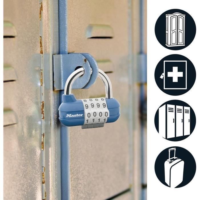 Candado MASTER LOCK con combinación programable de 64 mm - Para casillero deportivo, casillero escolar 2 Candado MASTER LOCK con combinación programable de 64 mm - Para casillero deportivo, casillero escolar 2