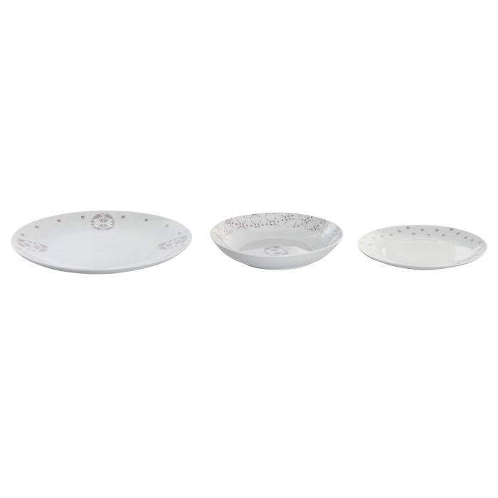 DKD Home Decor Vajilla completa de Porcelana estilo Scandi en Rosa y Blanco, Set de 18 Piezas, Apta para Microondas y Lavavajillas 1