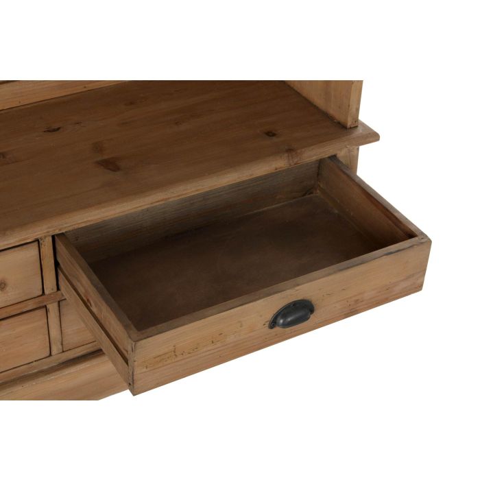 DKD Home Decor Recibidor de Pino Reciclado y Espejo Marron Negro 40 x 200 x 124 cm con 4 Cajones 3