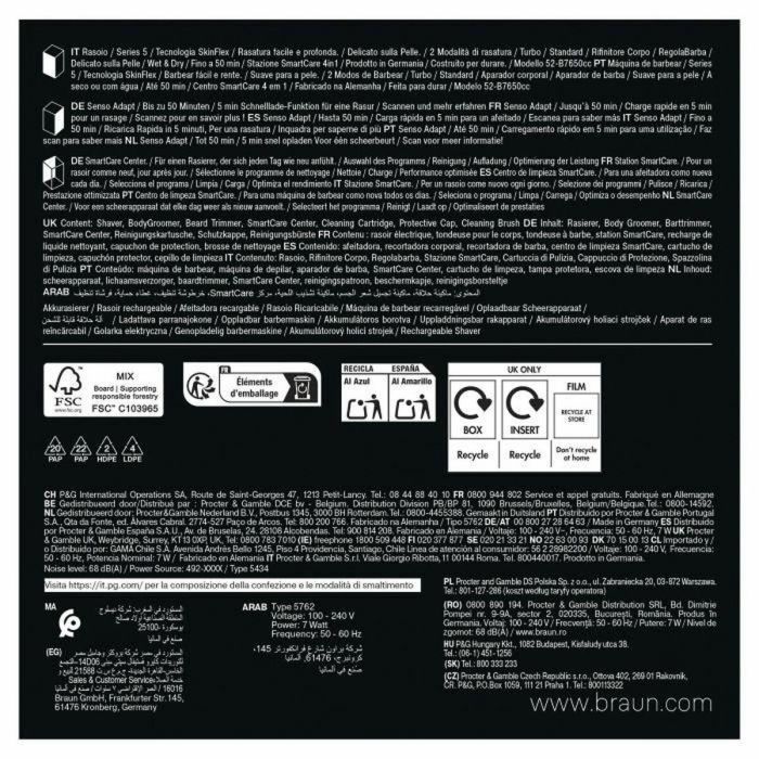 Braun Afeitadora Eléctrica Serie 5 8700216647229 Negra y Azul, Batería 50 Minutos, Carga Rápida 3