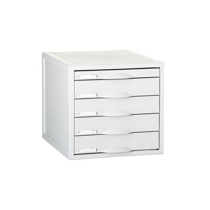 Archivo 2000 Fichero Archisystem de Sobremesa 5 Cajones (4x52mm, 1x22mm) Gris, 356x316x303 mm, Poliestireno Reciclado