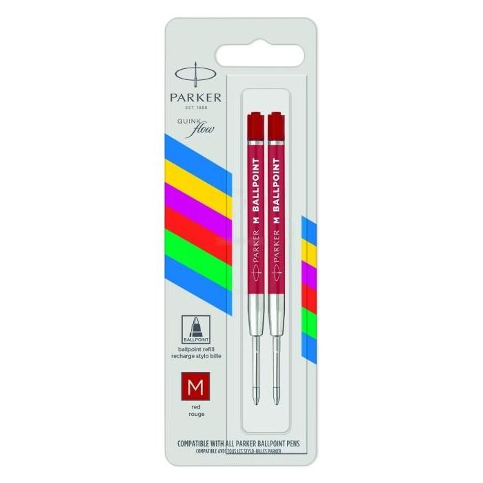 PARKER Recambio Bolígrafo QUINKflow Básico 2 unidades Tinta Roja Punta M Blíster