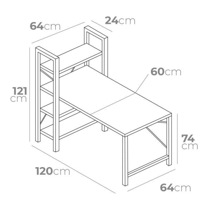 Escritorio de madera con estantería medidas: 121 x 120 x 64cm 1