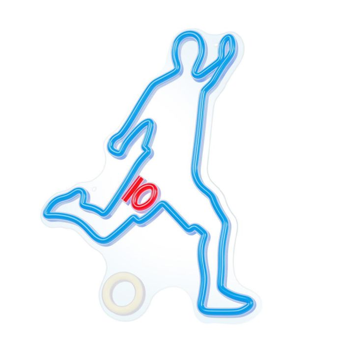 Forever Neon Footballer Plexi LED - Lámpara de pared con luz de neón blanca, regulador de intensidad y alimentación USB, diseño decorativo moderno