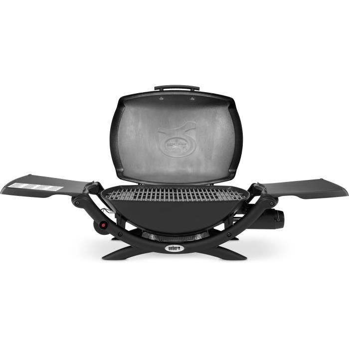 WEBER Q2000 Barbacoa de carbón negro - 2 parrillas de cocción 55x39 cm - Depósito de aluminio - Estantes abatibles 1 WEBER Q2000 Barbacoa de carbón negro - 2 parrillas de cocción 55x39 cm - Depósito de aluminio - Estantes abatibles 1