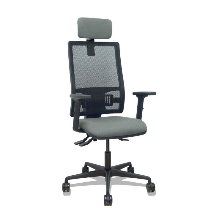 PIQUERAS Y CRESPO Silla Bormate asincro malla negra asiento bali gris brazos 2D ruedas 65mm cabecero regulable PIQUERAS Y CRESPO Silla Bormate asincro malla negra asiento bali gris brazos 2D ruedas 65mm cabecero regulable