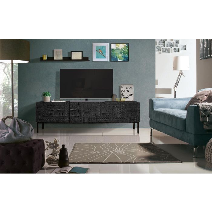 Giner y Colomer Mueble TV Madera de Mango Macizo con Cajones, Nogal Oscuro, 180 cm 5 Giner y Colomer Mueble TV Madera de Mango Macizo con Cajones, Nogal Oscuro, 180 cm 5