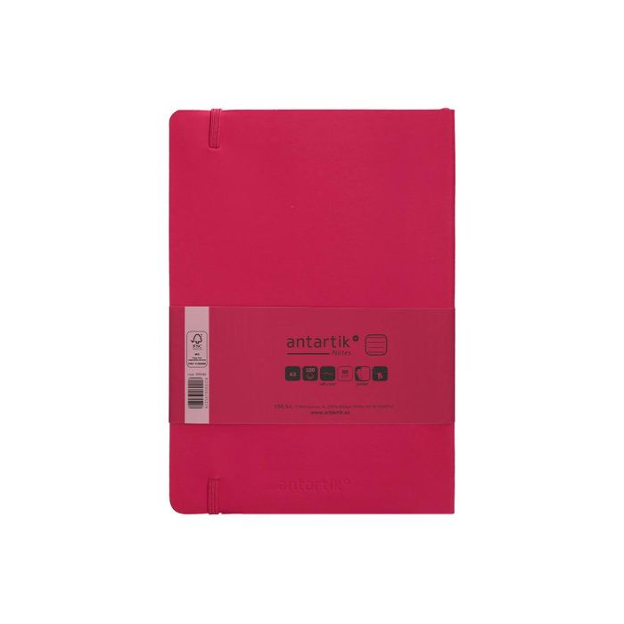 Cuaderno Con Gomilla Antartik Notes Tapa Blanda A5 Hojas Rayas Burdeos 80 Hojas 80 gr Fsc 2