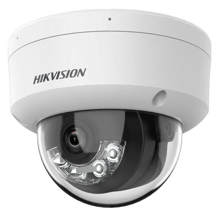 Hikvision Cámara IP Minidomo 4M 4mm AcuSense Smart Hybrid Light WDR IK10 IP67, Luz IR/Blanca Híbrida 30m