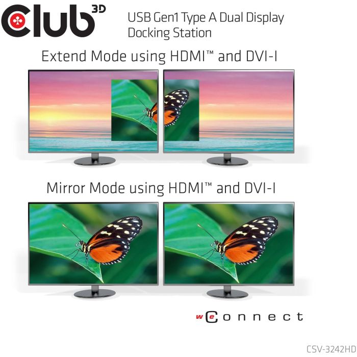 Club3D Docking Station USB 3.2 Gen 1 Dual Display HDMI DVI Gigabit Ethernet 4xUSB 2.0 2xUSB 3.2 Gen 1 Negro 4