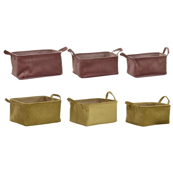 DKD Home Decor Cesta Básicos Poliéster Mostaza Terracota para Almacenaje Set de 3 Piezas (Pack 2 Unidades) 38x29x20 cm 0 DKD Home Decor Cesta Básicos Poliéster Mostaza Terracota para Almacenaje Set de 3 Piezas (Pack 2 Unidades) 38x29x20 cm 0