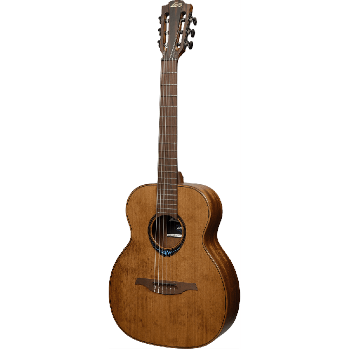 LAG Guitarra Acústica Travel Nylon Blue Wave 1 Electroacústica Cedro Rojo Macizo Caoba Marrón Natural Satinado 2