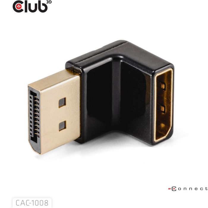 Club 3D Adapter DisplayPort 1.4 Macho a Hembra 90° Angulado 4K@120Hz 3