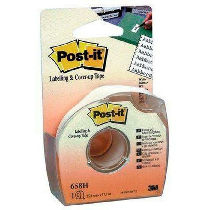 Cinta Adhesiva Post-it 658H Blanco 25,4 mm x 17,7 m (12 Unidades) 1