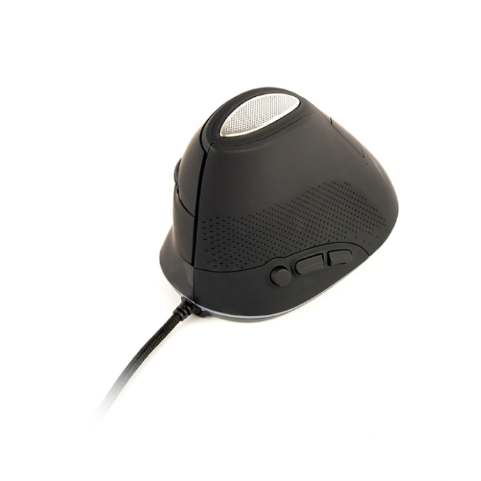Gembird MUS-ERGO-03 Ratón Óptico Ergonómico para Oficina, Mano Derecha, USB Tipo A con Cable, 3200 DPI, 6 Botones, Negro, con Rueda