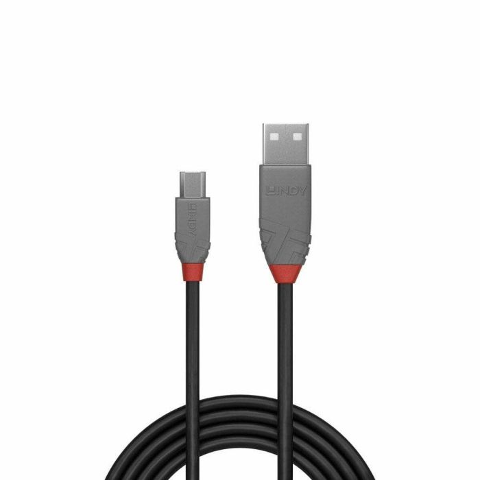 Lindy Anthra Line Cable USB 2.0 Tipo A a Micro-B 5m, Doble Blindaje y Contactos Dorados para Conexiones de Alto Rendimiento 480Mbps 1
