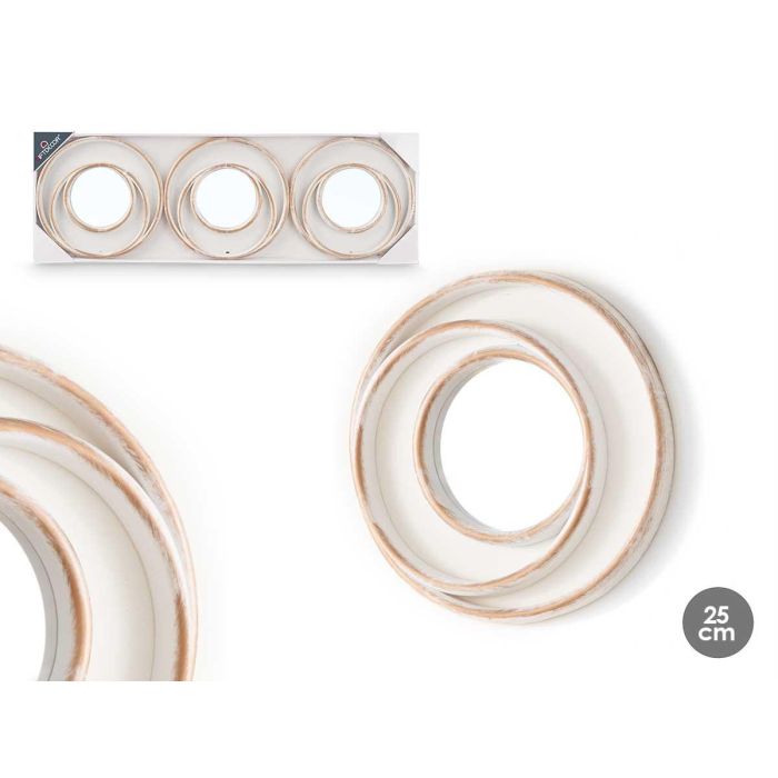 Set 3 Espejos Aros Blanco Dorado Giftdecor 76.5x2.5x26.5 cm (8 Unidades) Set 3 Espejos Aros Blanco Dorado Giftdecor 76.5x2.5x26.5 cm (8 Unidades)