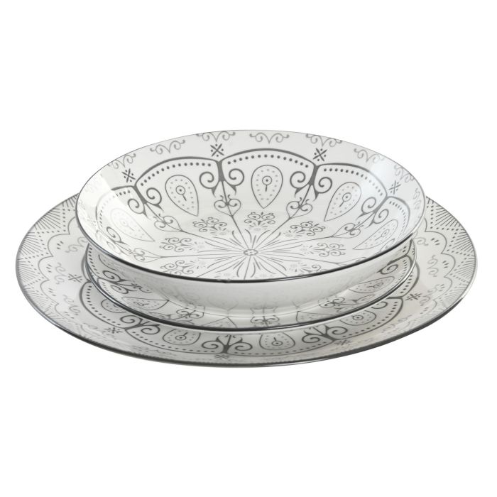 Vajilla Scandi DKD Home Decor Gris Claro 20 x 4 x 20 cm Set de 18 Vajilla Scandi DKD Home Decor Gris Claro 20 x 4 x 20 cm Set de 18