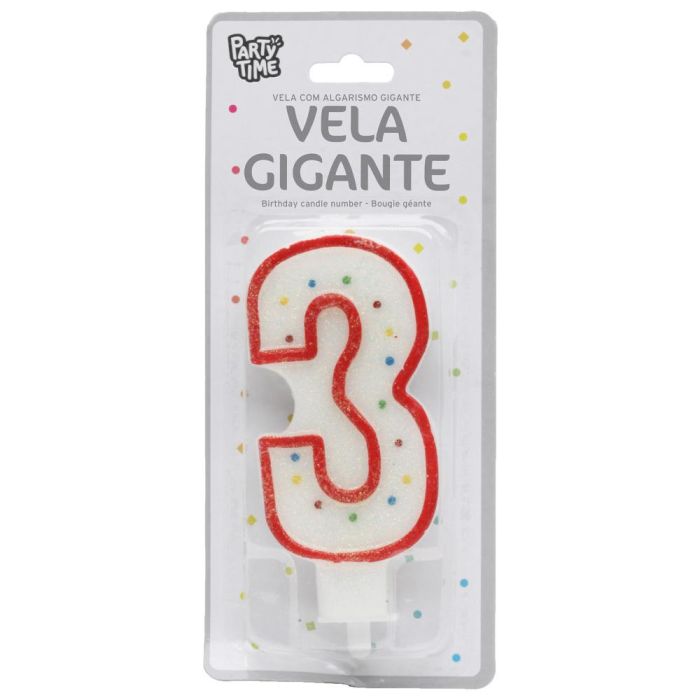 Vela Aniversario 3 Party Time 14 cm 1 Vela Aniversario 3 Party Time 14 cm 1