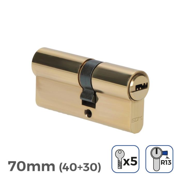 Cilindro de latón 70mm (40+30mm) leva corta r13 con 5 llaves de seguridad incluidas Cilindro de latón 70mm (40+30mm) leva corta r13 con 5 llaves de seguridad incluidas