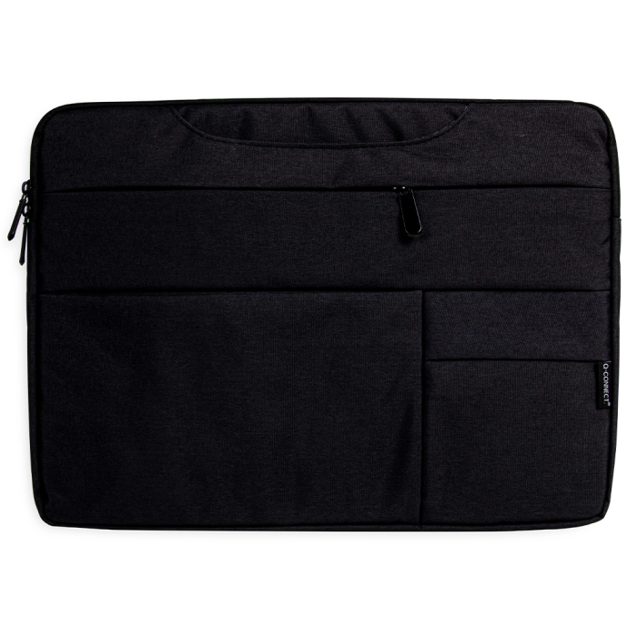 Q-connect Funda para portátil 15,6" con Asas Retráctiles, Cremallera, 3 Bolsillos Exteriores, Negro 2
