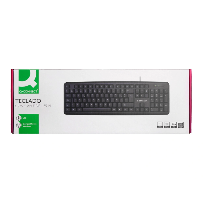 Q-connect Teclado USB con Cable Negro 1.35m 105 Teclas Resistente a Salpicaduras 5