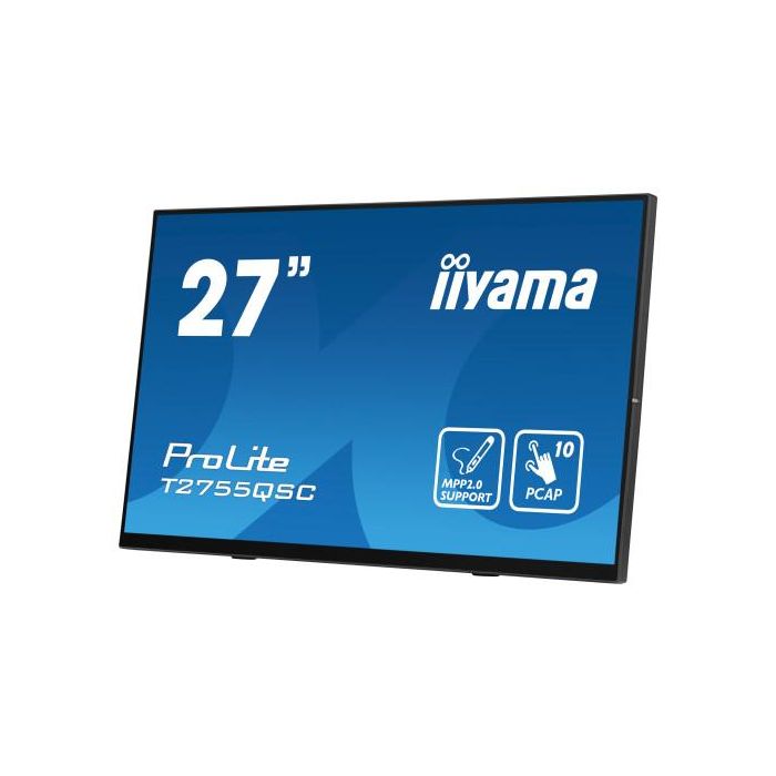 Monitor Iiyama 27" Ips Bonded Pcap 10P Touch, Mpp2.0 (Active Stylus) Supported, 2560X1440, Flat Bezel Free Glass Front, Hdmi, Displayport, 360Cd/M², Usb Hub 2X 3.2, Speakers, Bookstand (T2755QSC-B1) 6 Monitor Iiyama 27" Ips Bonded Pcap 10P Touch, Mpp2.0 (Active Stylus) Supported, 2560X1440, Flat Bezel Free Glass Front, Hdmi, Displayport, 360Cd/M², Usb Hub 2X 3.2, Speakers, Bookstand (T2755QSC-B1) 6