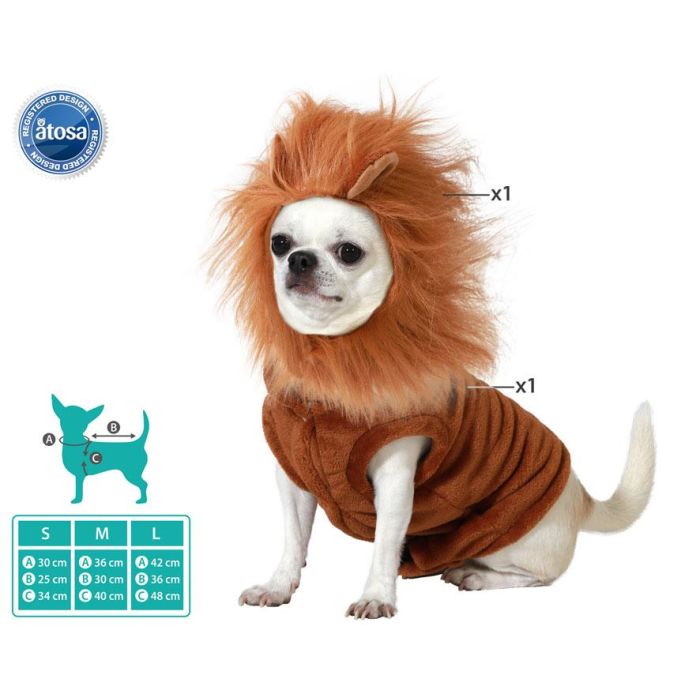 Disfraz para Mascota de León Marron Talla S de Polyester para Perro