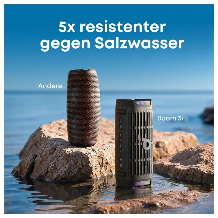 Anker Soundcore Boom 3i Altavoz Bluetooth Portátil 50W IP68 Resistente al Agua Negro con 16h Autonomía, Luz LED y TWS