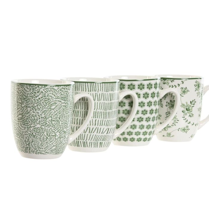 Juego de 4 Tazas Mug Home ESPRIT Blanco Verde Porcelana 340 ml 3