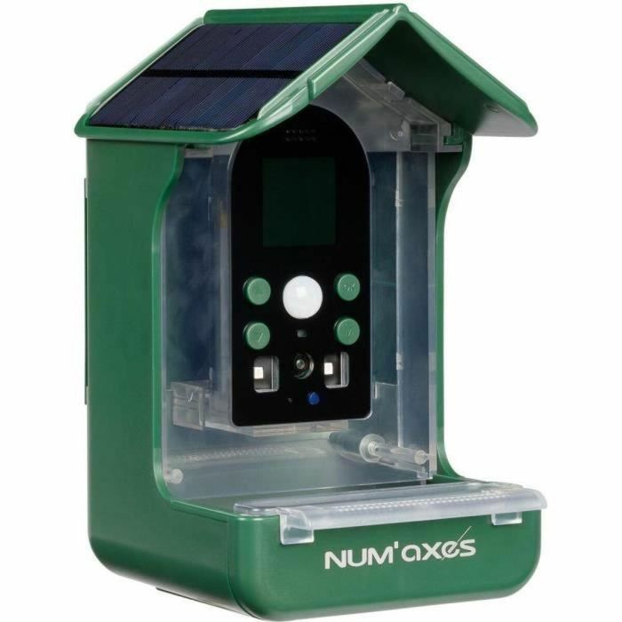 Num'Axes CAM1074 Comedero/Bebedero para Pájaros con Cámara Integrada 120° Verde
